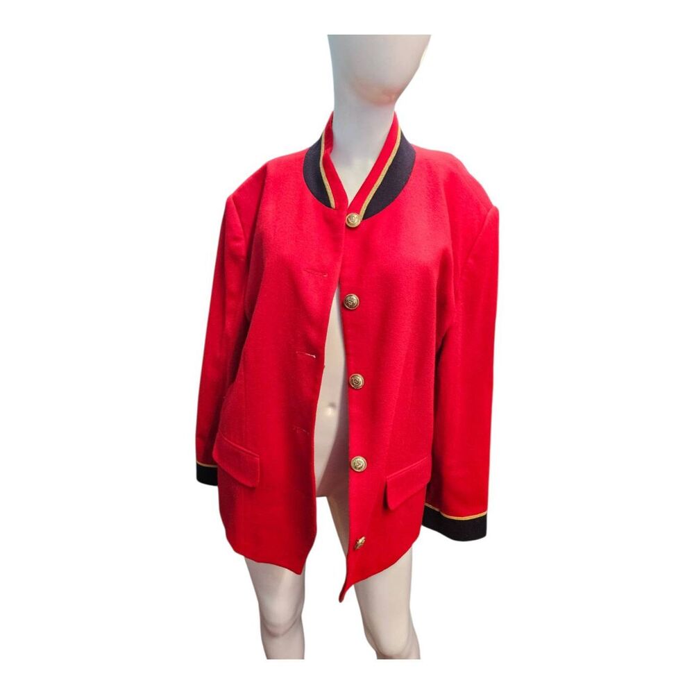 Maggie Mcnaughton Red Wool Military Blazer Womens Size 20 - Picture 1 of 9